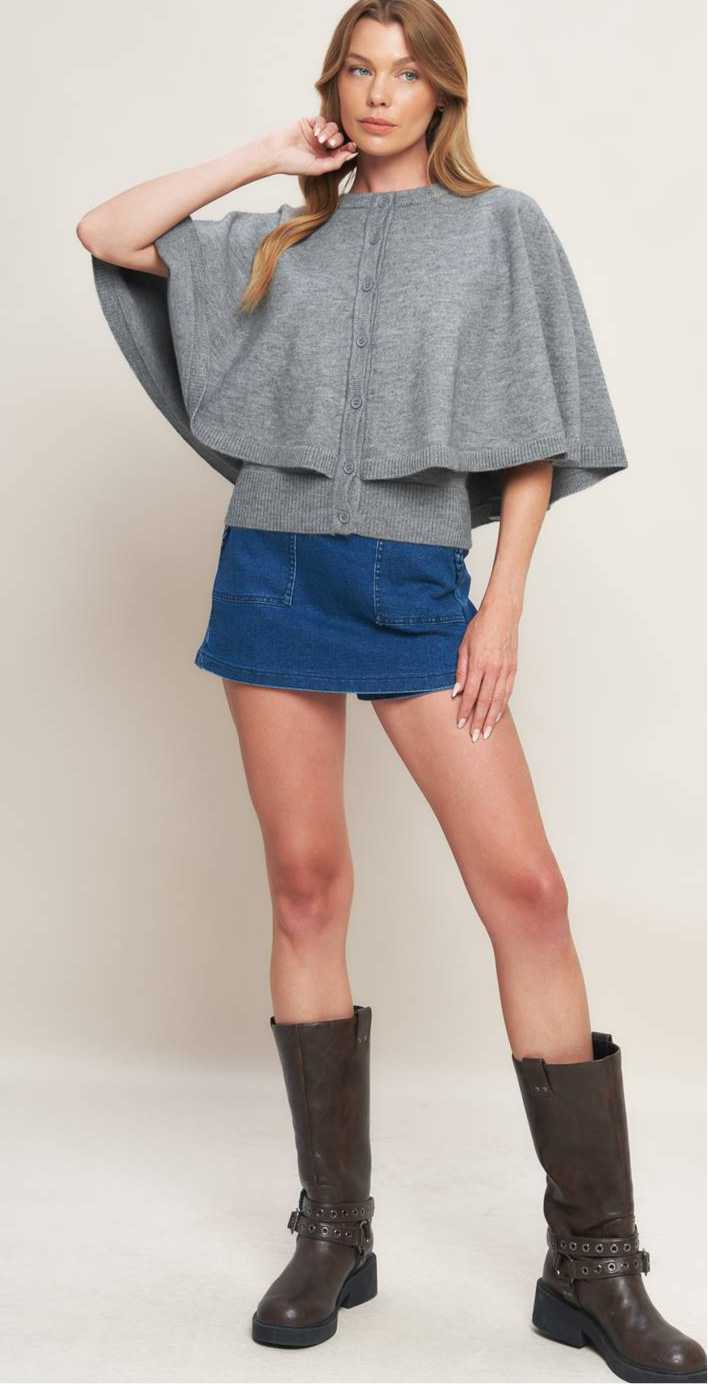 MISTY SHAWL CAPELET SWEATER