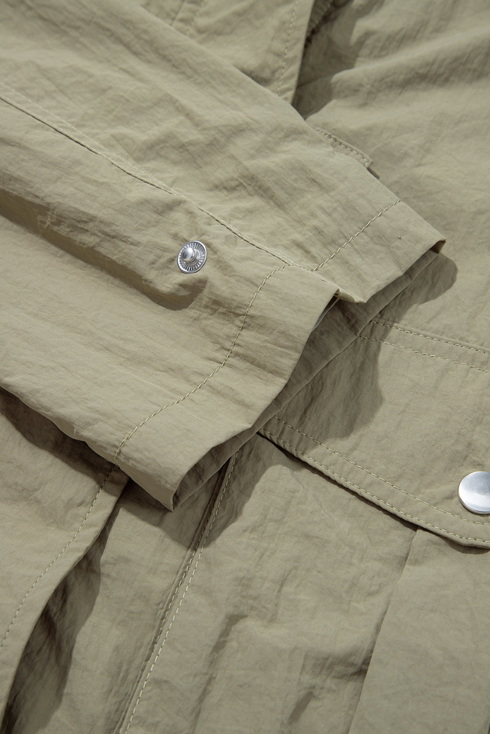 Laurel Green Zipped Pocket Cropped Hooded Utility Jacket