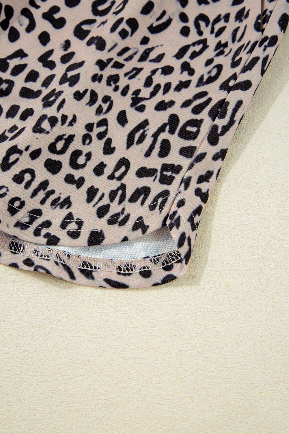 Brown Leopard Half Zipper Collared Ruffled Sleeve Top and Short Set