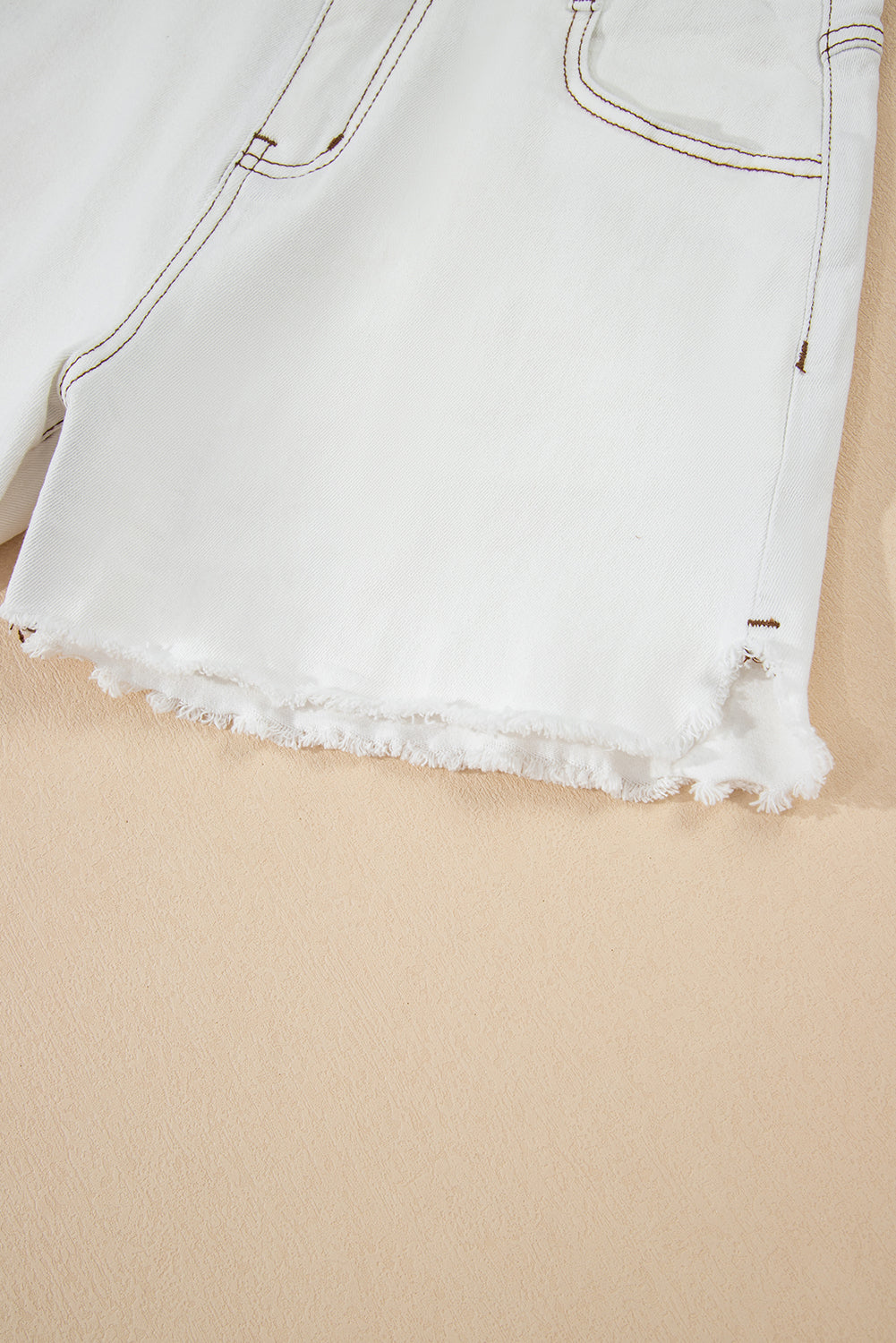 White Raw Hem High Waist Denim Shorts