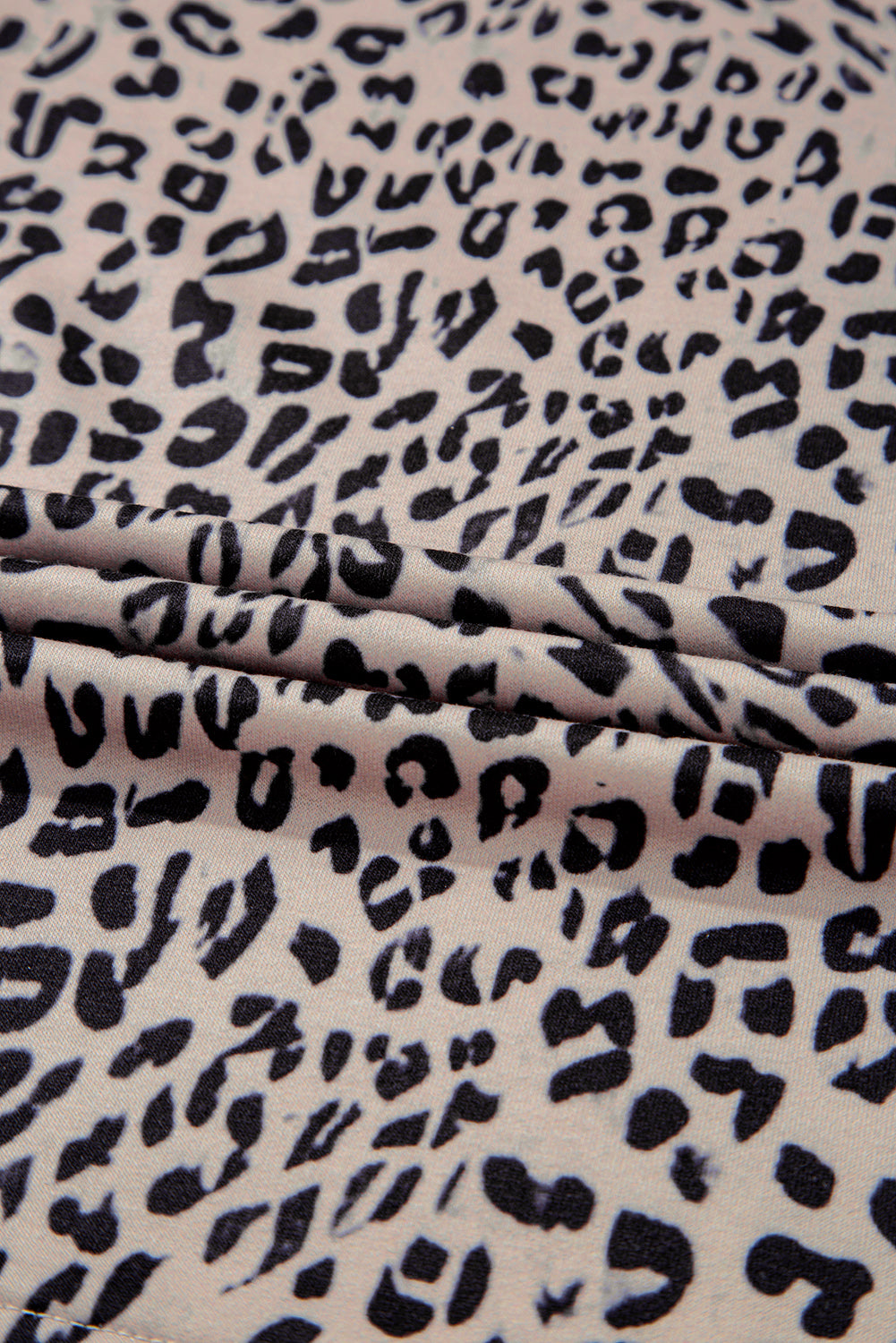 Brown Leopard Half Zipper Collared Ruffled Sleeve Top and Short Set