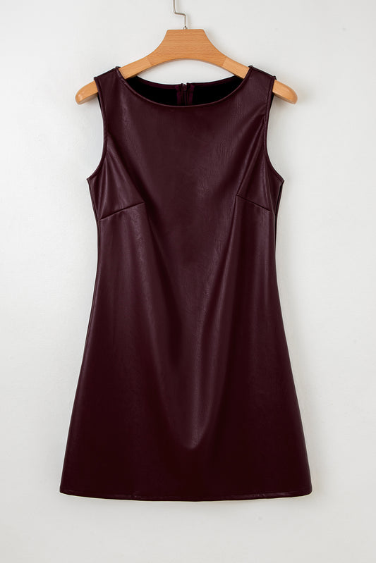 Wild Ginger Vegan Leather Sleeveless Mini Dress