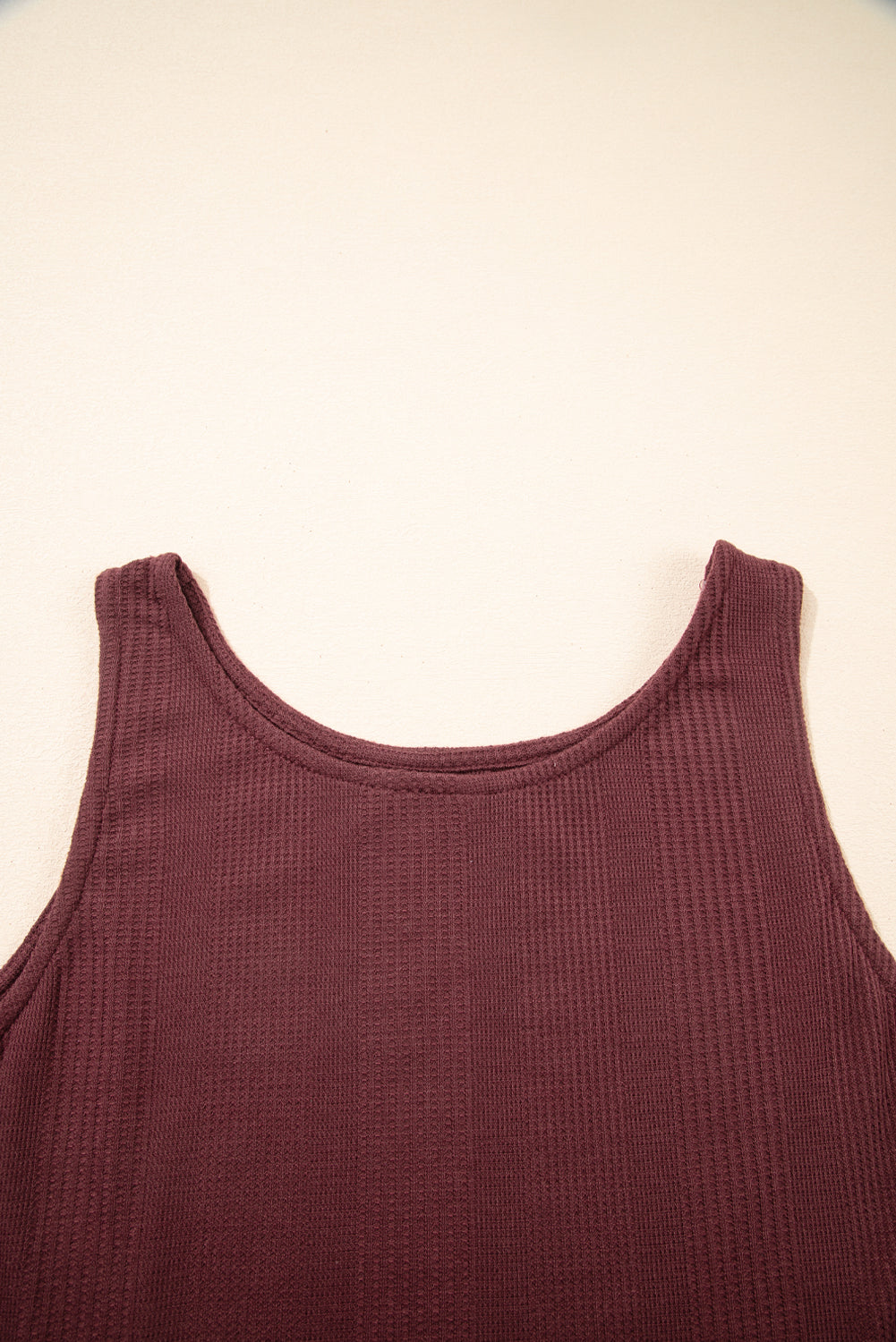 Red Dahlia Solid Color Ribbed Ruffle Tank Top and Pants Set