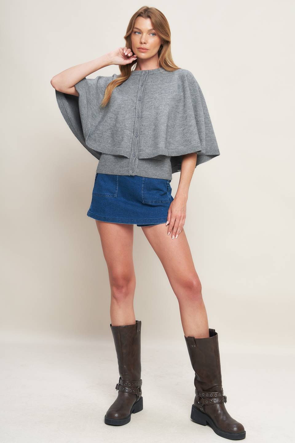 MISTY SHAWL CAPELET SWEATER