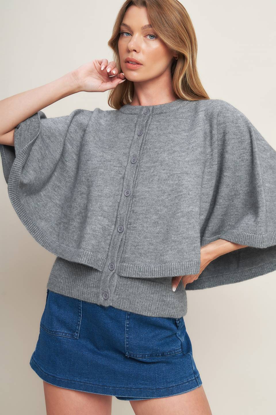 MISTY SHAWL CAPELET SWEATER