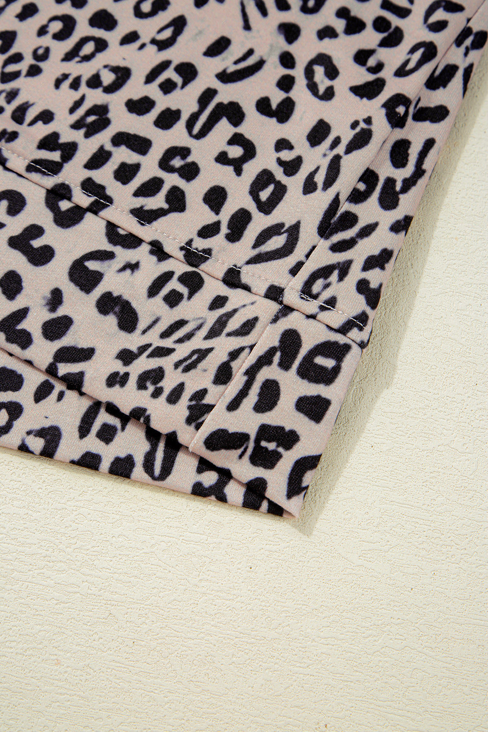 Brown Leopard Half Zipper Collared Ruffled Sleeve Top and Short Set