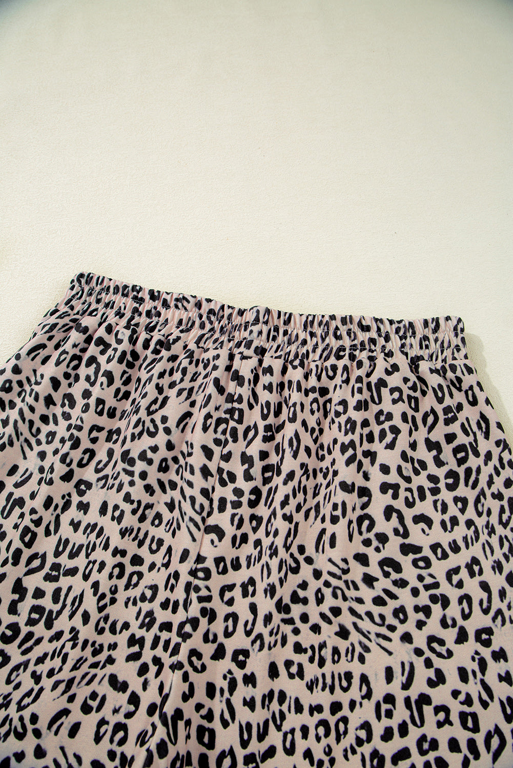 Brown Leopard Half Zipper Collared Ruffled Sleeve Top and Short Set